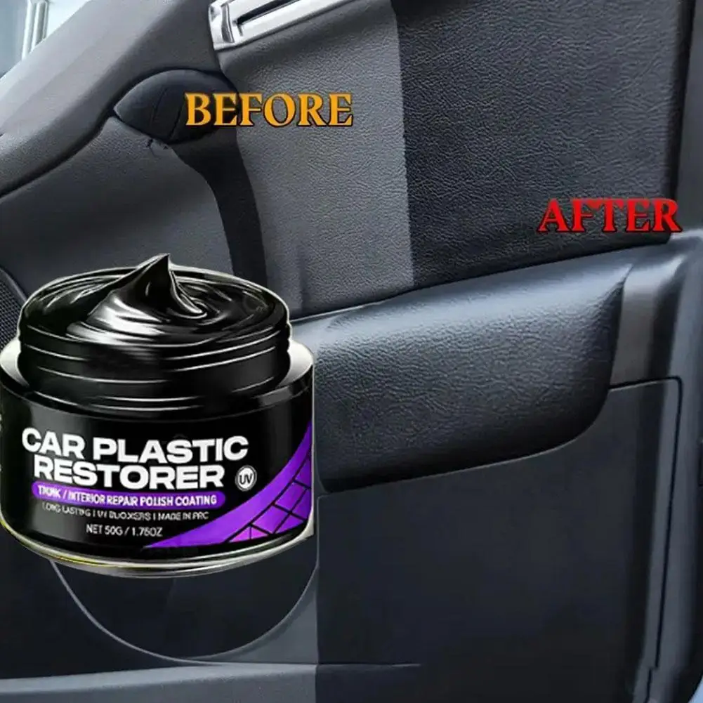 50/100G Auto Plastic Restorer Gloss Enhancer Crystal Renewal Wax Agent Clear Panel & Leather To Shine Car Black Coating Bac P0Y9