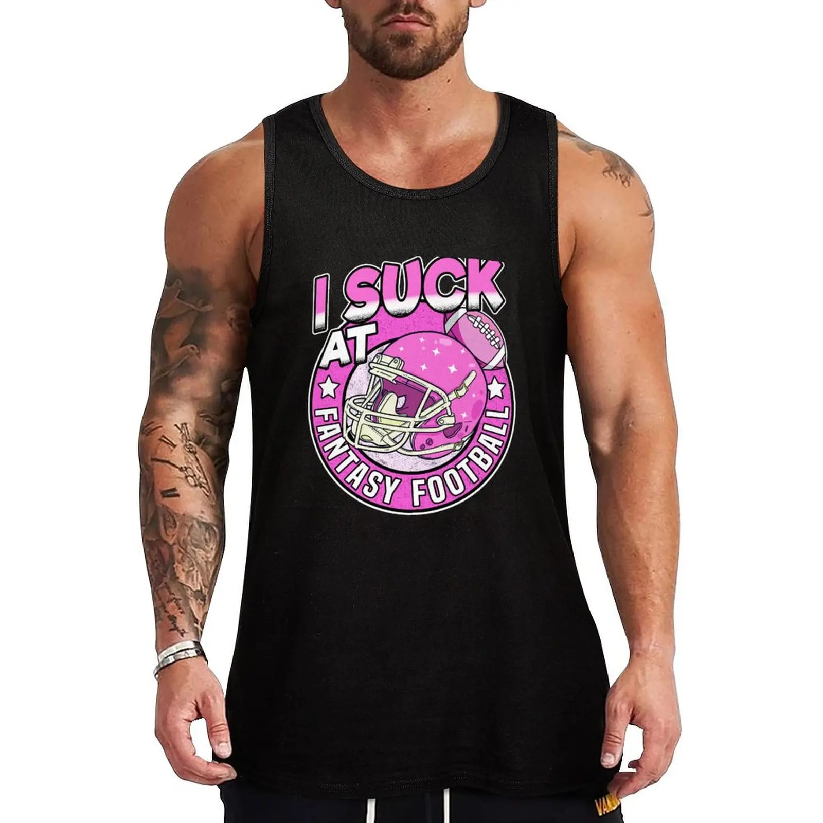 I Suck At Fantasy Football Loser Outfit Funny Gift Tank Top Simple Solid Tank Top Sleeveless Casual Daily Shirt