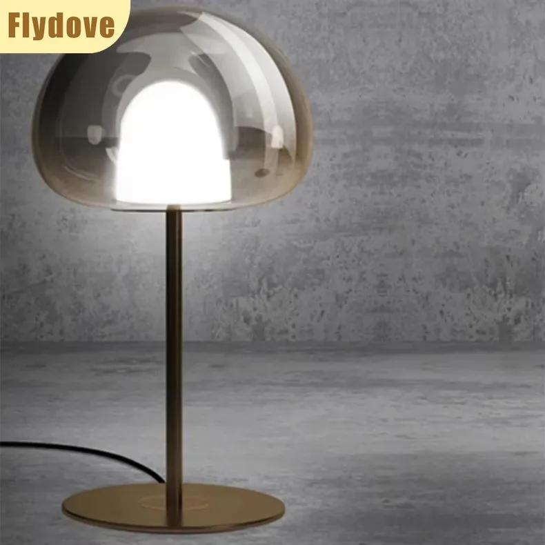 Minimalist ควันสีเทาแก้วเหล็กโคมไฟชั้น LED ห้องนั่งเล่นตกแต่งห้องนอนแนวตั้งโคมไฟข้างเตียง SINGLE HEAD