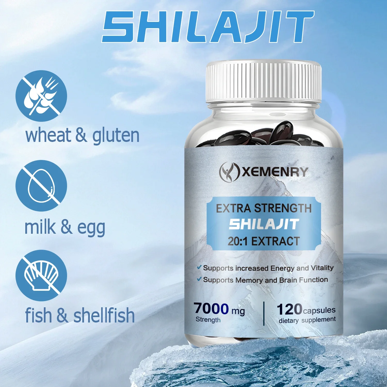 Shilajit-aumenta la energía y la vitalidad, apoya la memoria y la función del cerebro, no OGM