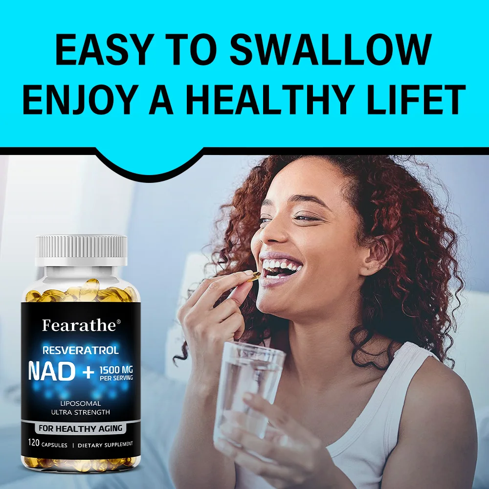 1500 ملغ-NAD+ مكمل مع ريسفيراترول لدعم الصحة الخلوية وتعزيز القدرة على التحمل ومحاربة الشيخوخة - كبسولات قوية إضافية