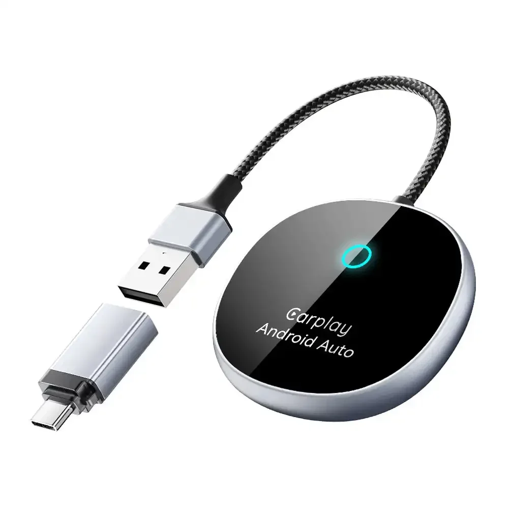 Adaptador de CarPlay inalámbrico 2 en 1, dispositivo con cable a CarPlay inalámbrico para Dongle USB/tipo C, Android, Mini Box, nuevo