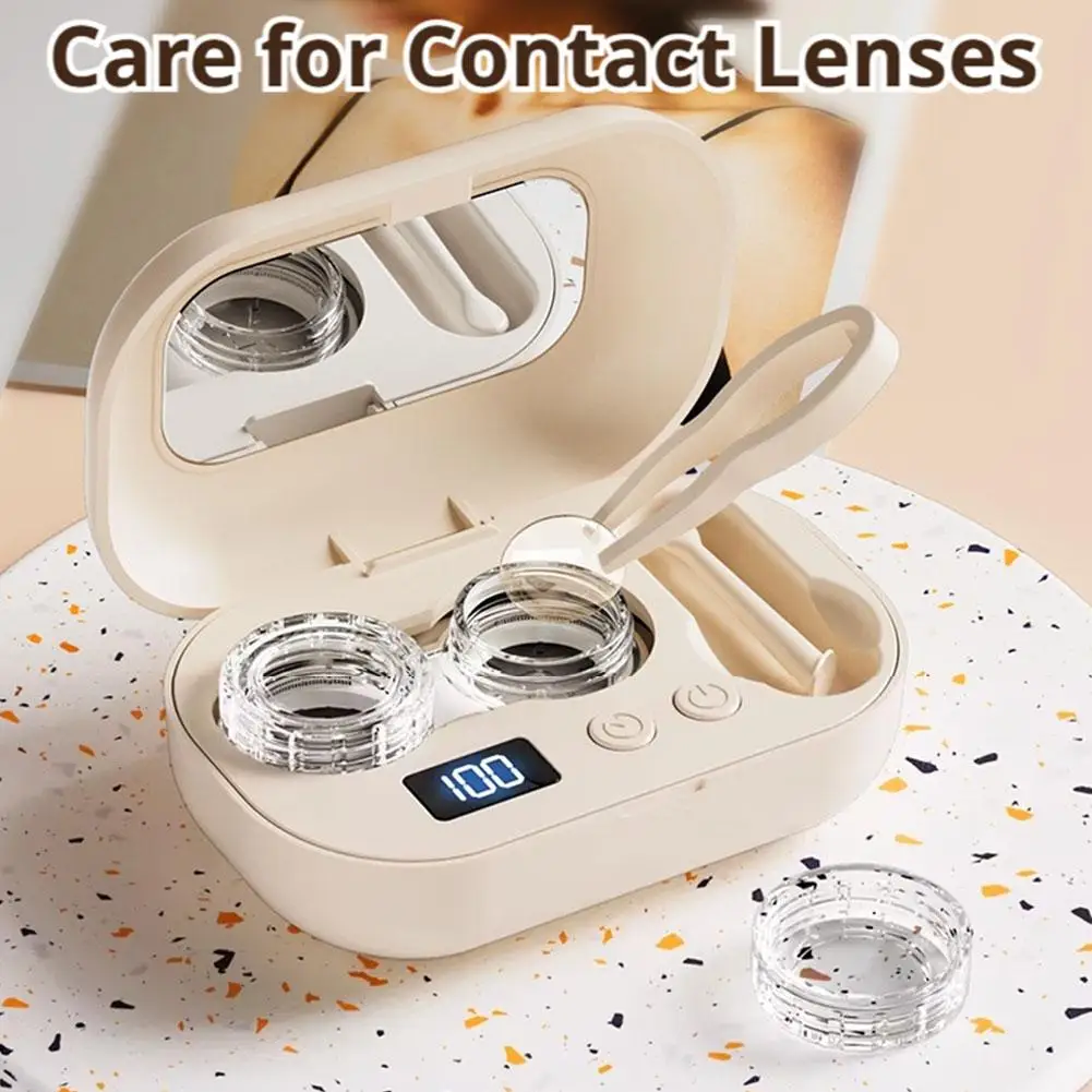 Automatic Ultrasonic Contact Lens Cleaner, USB Rechargeable 360° Deep Clean Sterilizer Portable Eye Care Tool For Soft Lens