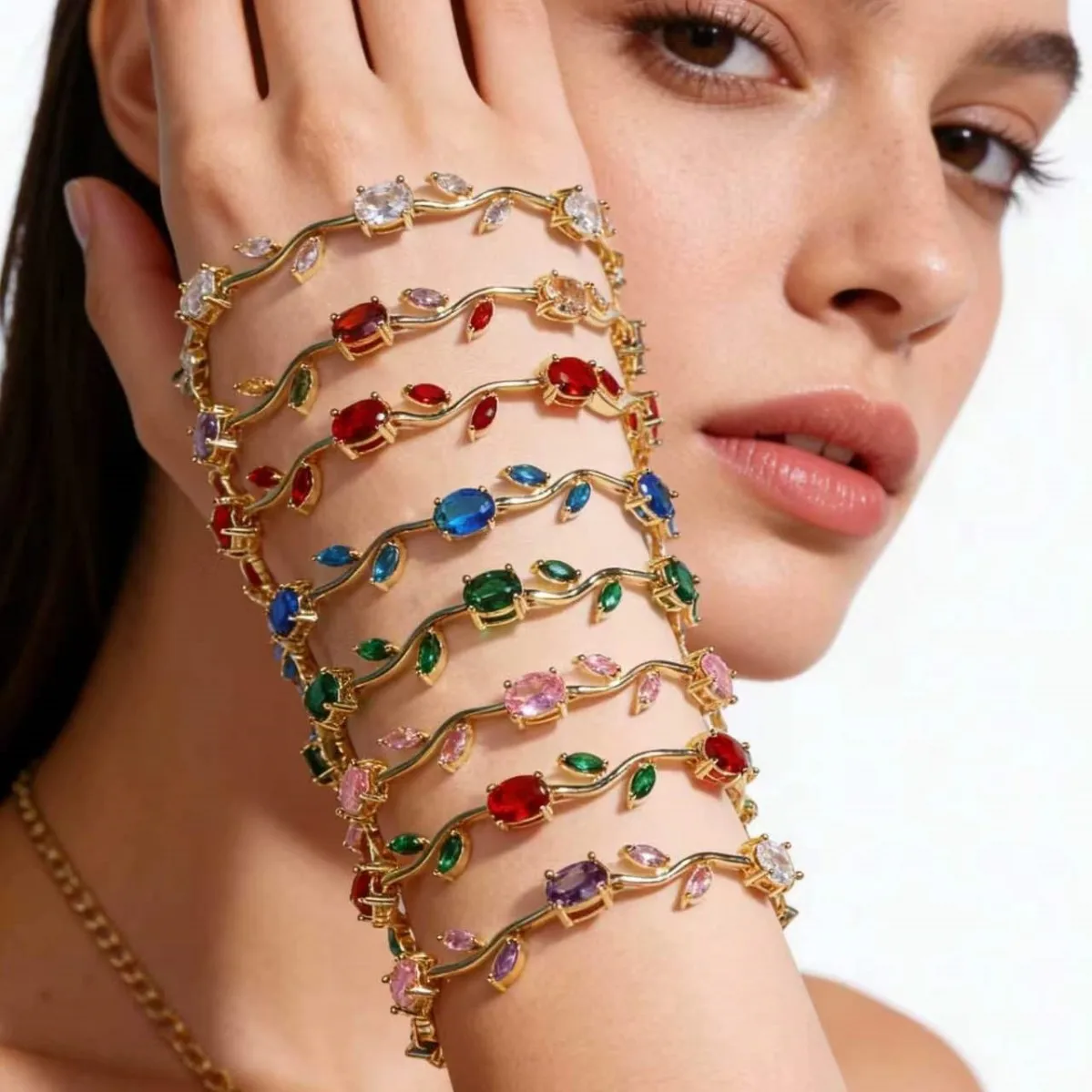 925 Sterling Silver New Women's Light Luxury High-End Zircon Bracelet European and American Fashion Versatile Full Zircon Branch