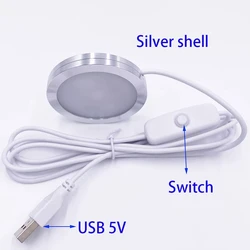 USB LED 디밍 가능 다운라이트 슬림 표면 마운트 스포트라이트, 3W 스폿 캐비닛 램프, DC12v 다운 라이트, 자동차 인테리어 퍽 야간 조명