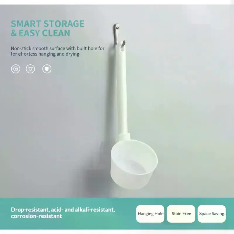 Kitchen Water Scoop Long Handle Plastic Ladle Bath Scoop Household Water Ladle Soup Dipper Garden Use White Serving Spoons