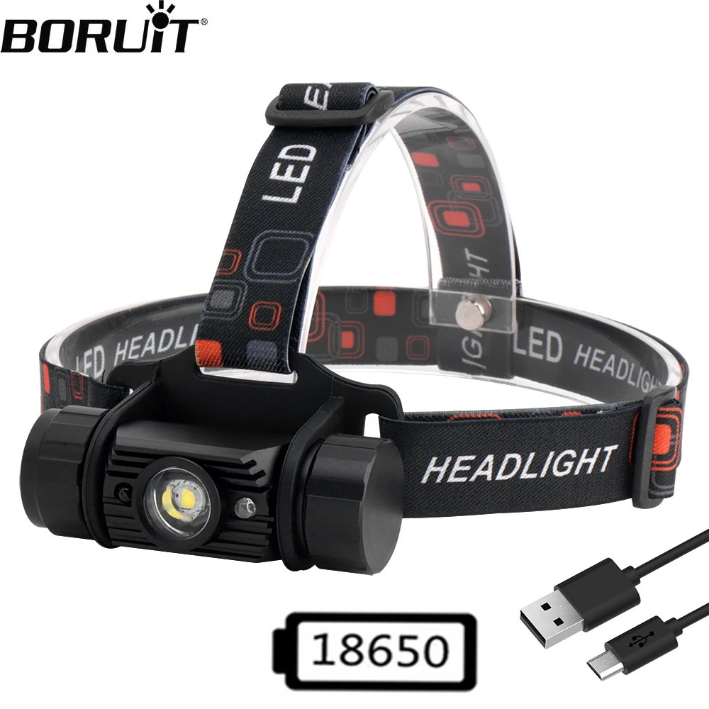 BORUiT RJ-020 LED التعريفي كشافات 1000LM استشعار الحركة المصباح 18650 قابلة للشحن رئيس الشعلة للتخييم الصيد