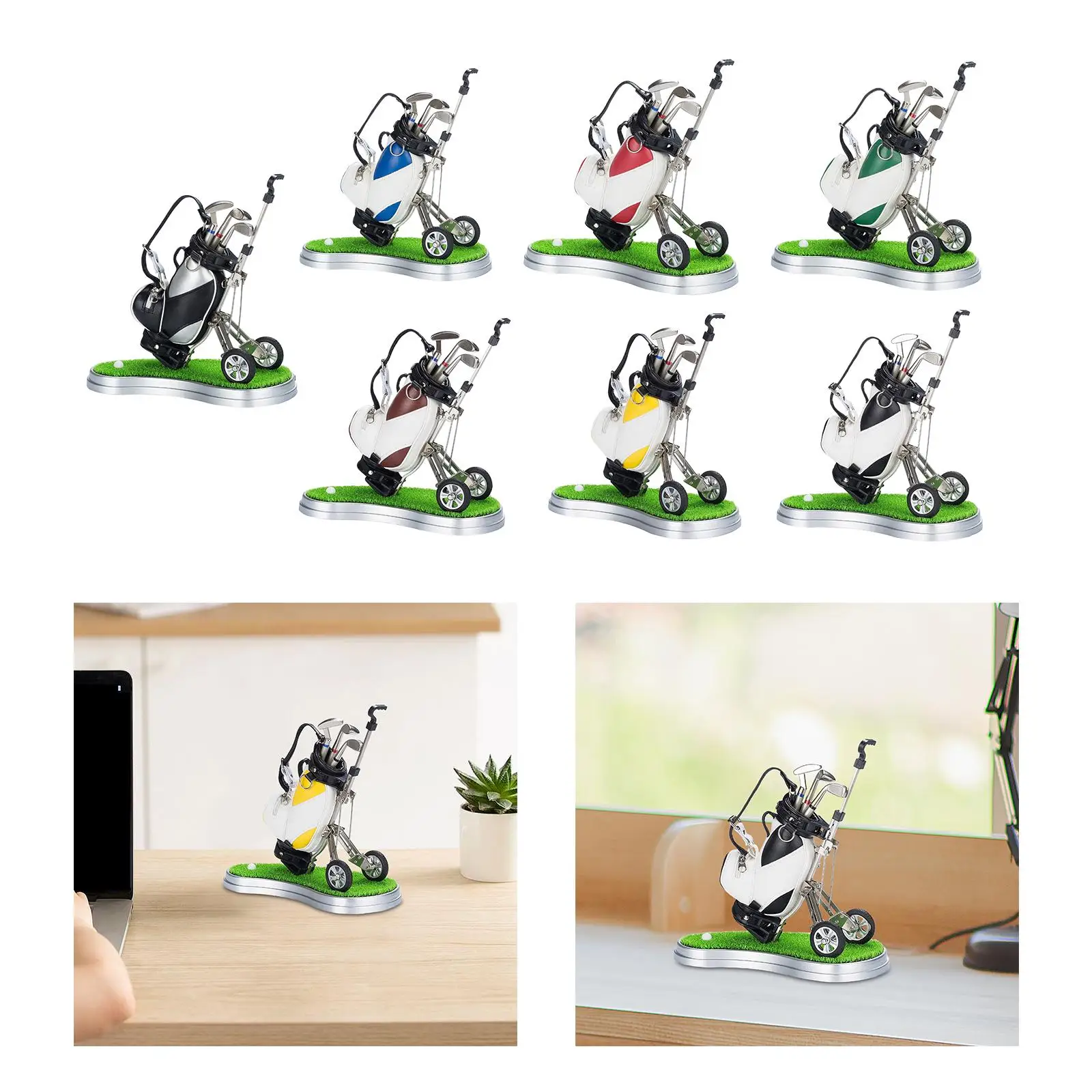 

Mini Golf Pens with Golf Bag Holder with Cart 7.8x4.7x7.8inch for Golf Fans