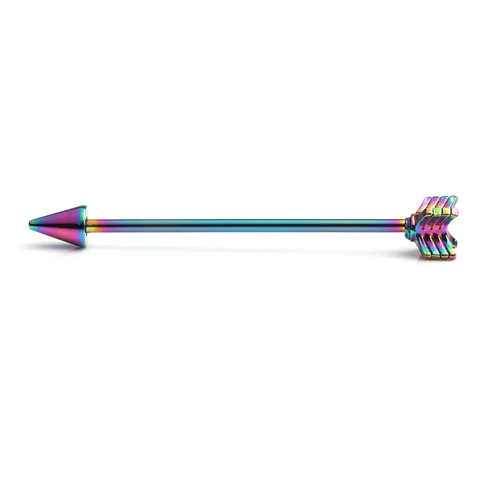 1PCS/6PCS 14 Gauge Arrow Industrial Barbell Cartilage Earring Body Piercing Jewelry 1/2 Inch(38mm) Punk Retro Style for Men