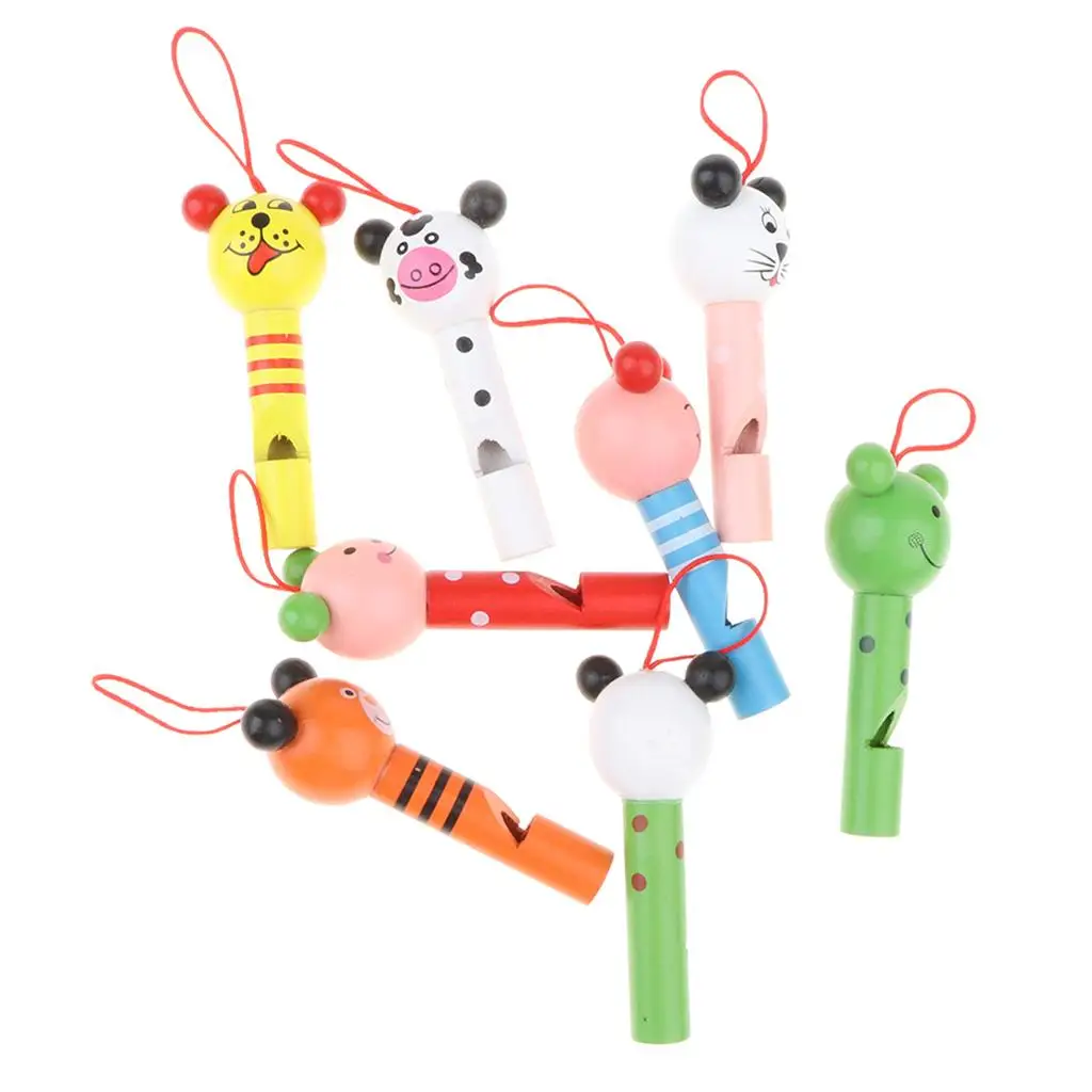 Educational Wooden Whistles Toy Animal Head Trumpet Musical Sounding Toy for Kids Baby Early Learning Activities
