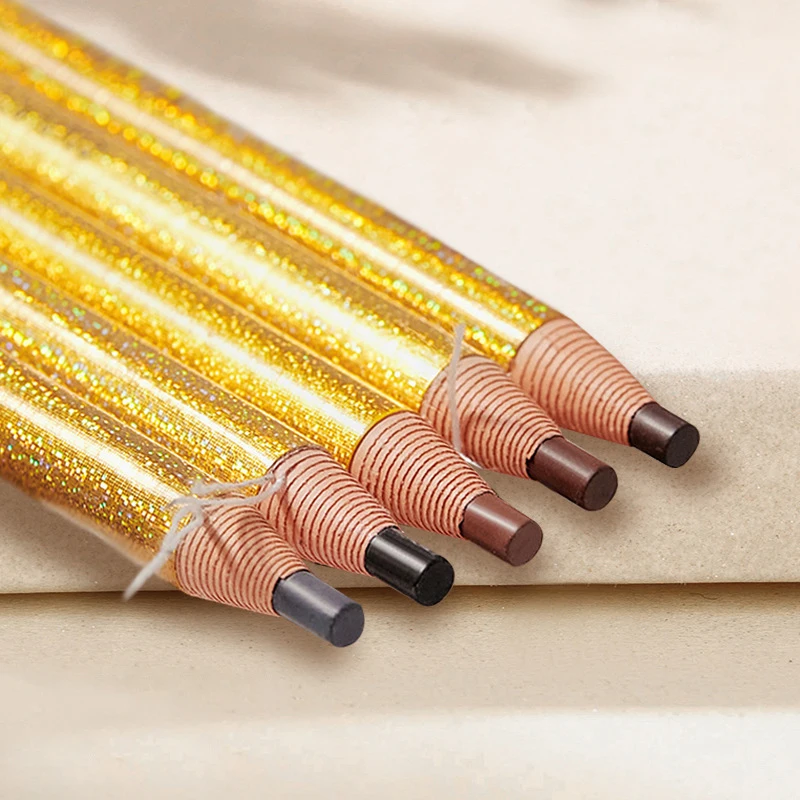 6pcs Hengsi ouro rasgo lápis de sobrancelha é à prova d'água, resistente ao suor, de longa duração e não é fácil de desbotar