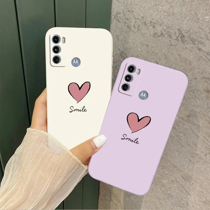 G60 Pink Heart Silicone Phone Case For Motorola Moto G60 G62 G60S G40F G54 G52 G42 G10 G13 G82 G30 G72 G84 G34 G24 G14 G20 Cover