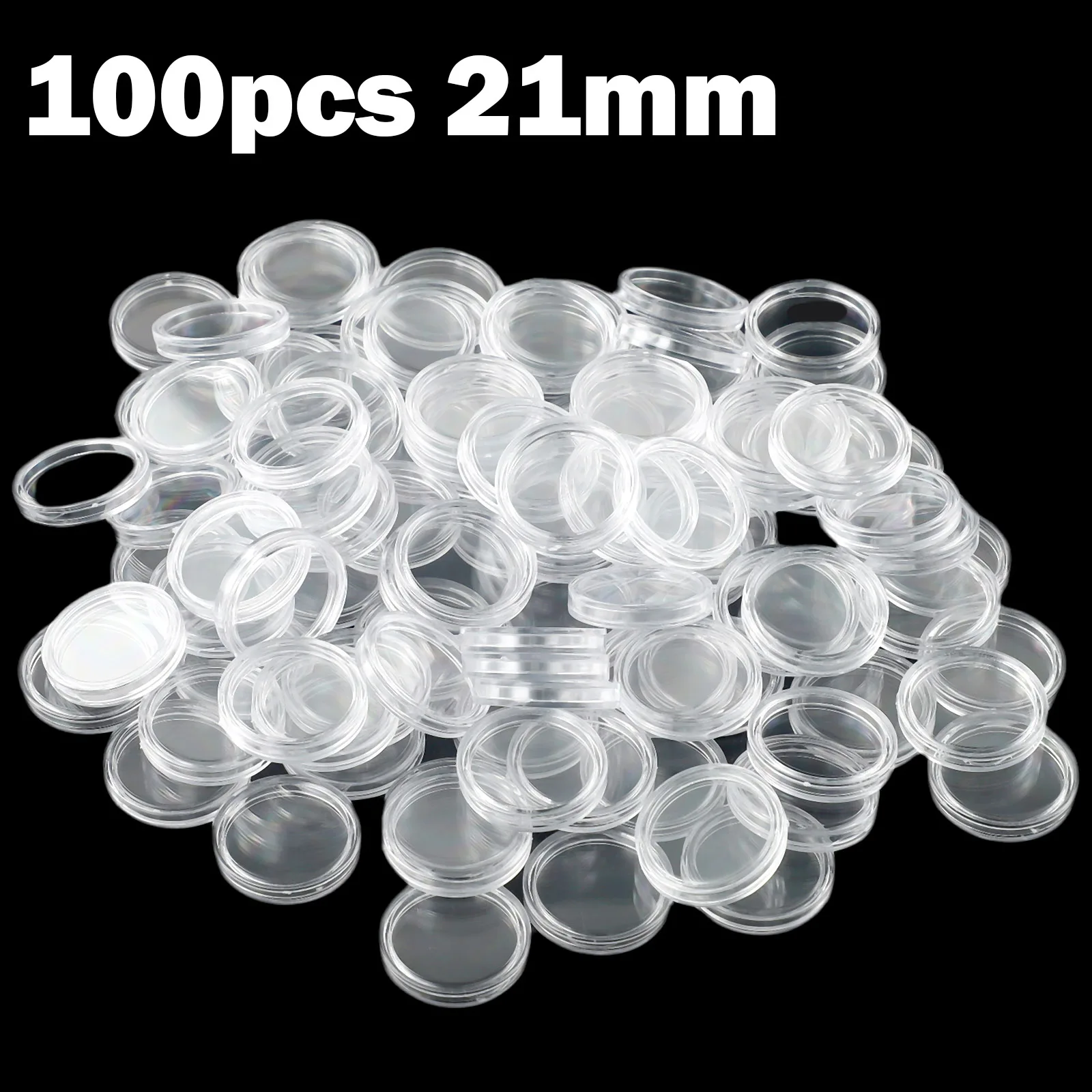 100/200pc 18-33mm Coins Capsules Holder Clear Round Plastic Coin Container Case Transparent Collectable Coin Storage Gifts Box