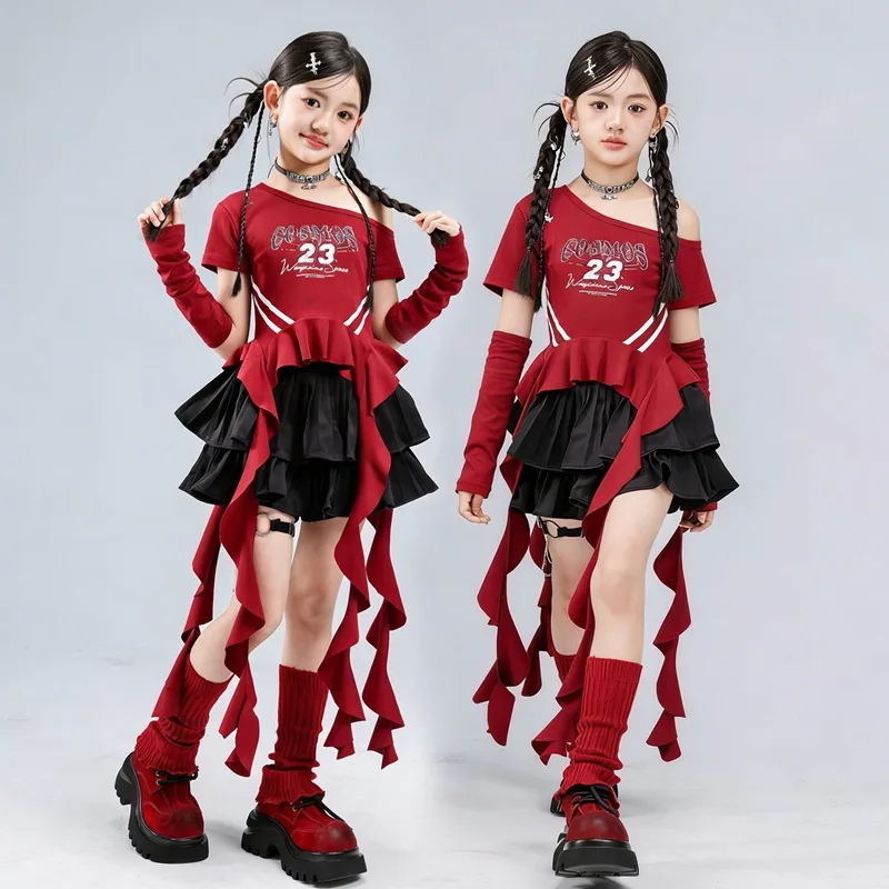 Teenager Girls Modern Jazz Dance Costume Kpop Street Wear Hip Hop Stage Performance Group Concert Clothes Fashion Outfit