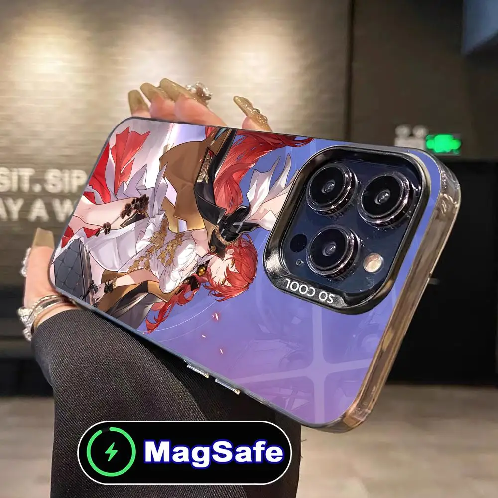 

Чехол для телефона Honkai Impact Himeko для iPhone 16, 15, 14, 13, 12, 11 Pro Max Plus MagSafe, полупрозрачный цветной защитный красивый роскошный чехол
