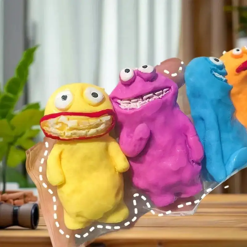 5個セットのスクイーズ可能な粘土人形モンスター：ストレス軽減、癒し系音楽玩具で軽やかな楽しみを