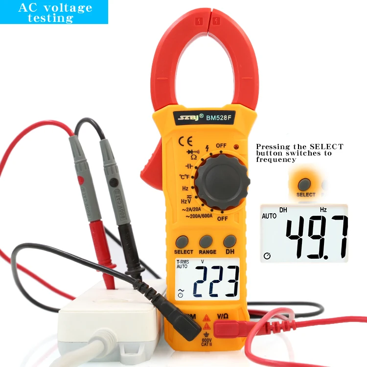 SZBJ BM528D Mini Anti-burn Electrician Clamp Meter Digital Ammeter Multifunctional Clamp Meter Capacitance Meter High Precision