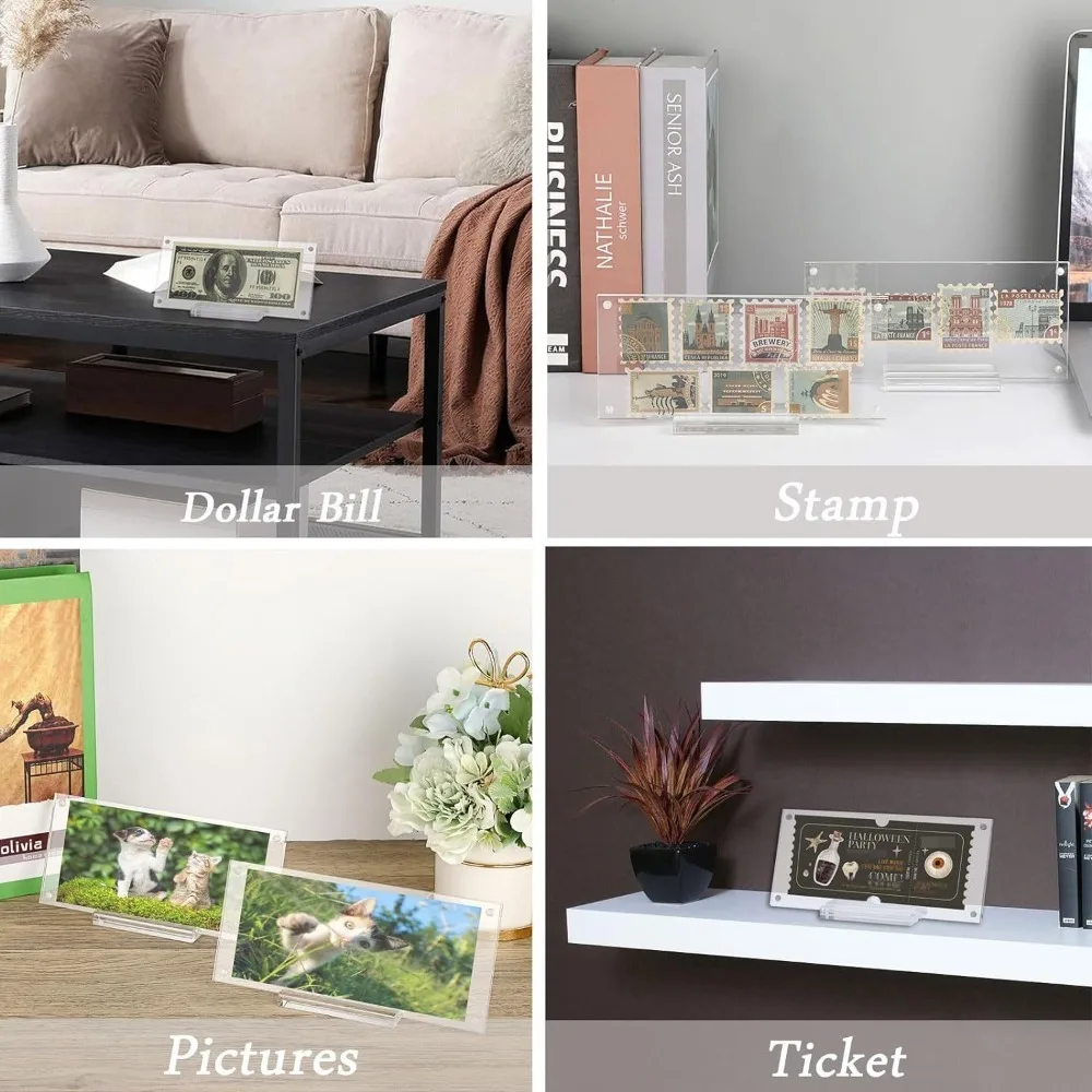 Commemorative Dollar Bill Picture Frame Holder Transparent With Base Paper Currency Collection Stand Clear Acrylic Desktop
