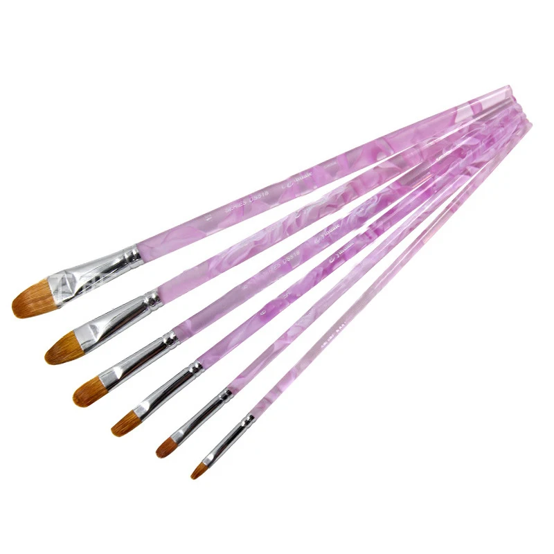 6 Pcs Purple Acrylic Short Rod Mixed Weasel Hair Gouache Brushes Set Brown Hair Watercolor Acrylic Artist Oil Painting Brushes