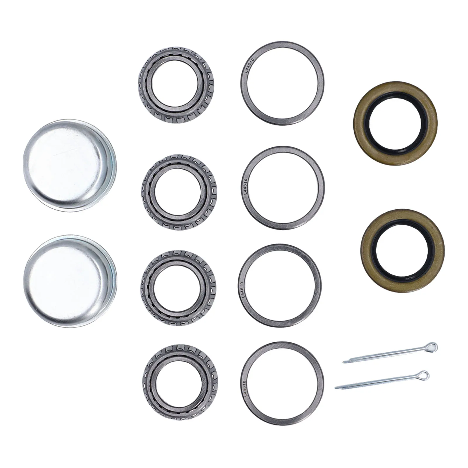 

2 Sets Trailer Axle Wheel Hub Bearings Kit L44649 with Trailer Grease Seal Dust Cover Cotter Pin for 1-1/16 Inch Straight Axle