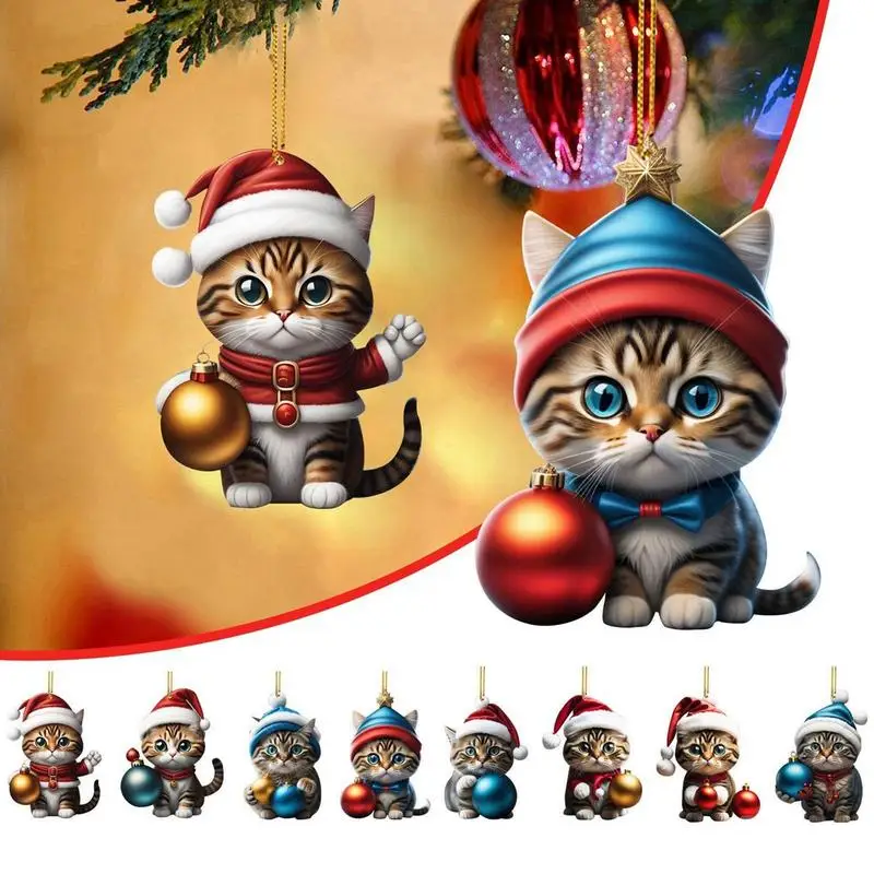 Christmas Countdown Advent Calendar Cat Ornament Calendar 2024 Cartoon Festival Supplies Funny Wall Decoration for Cat Lovers 
