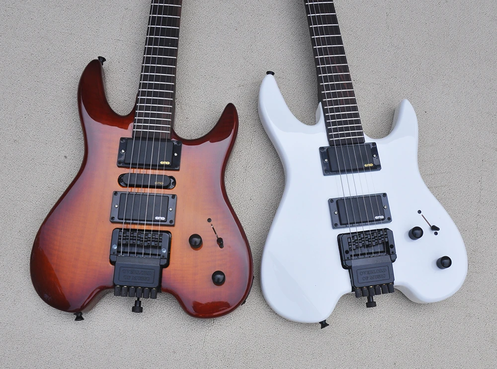 Two Colors 6 Strings Headless Electric Guitar with Tremolo Bar,24 Frets,Rosewood Fretboard