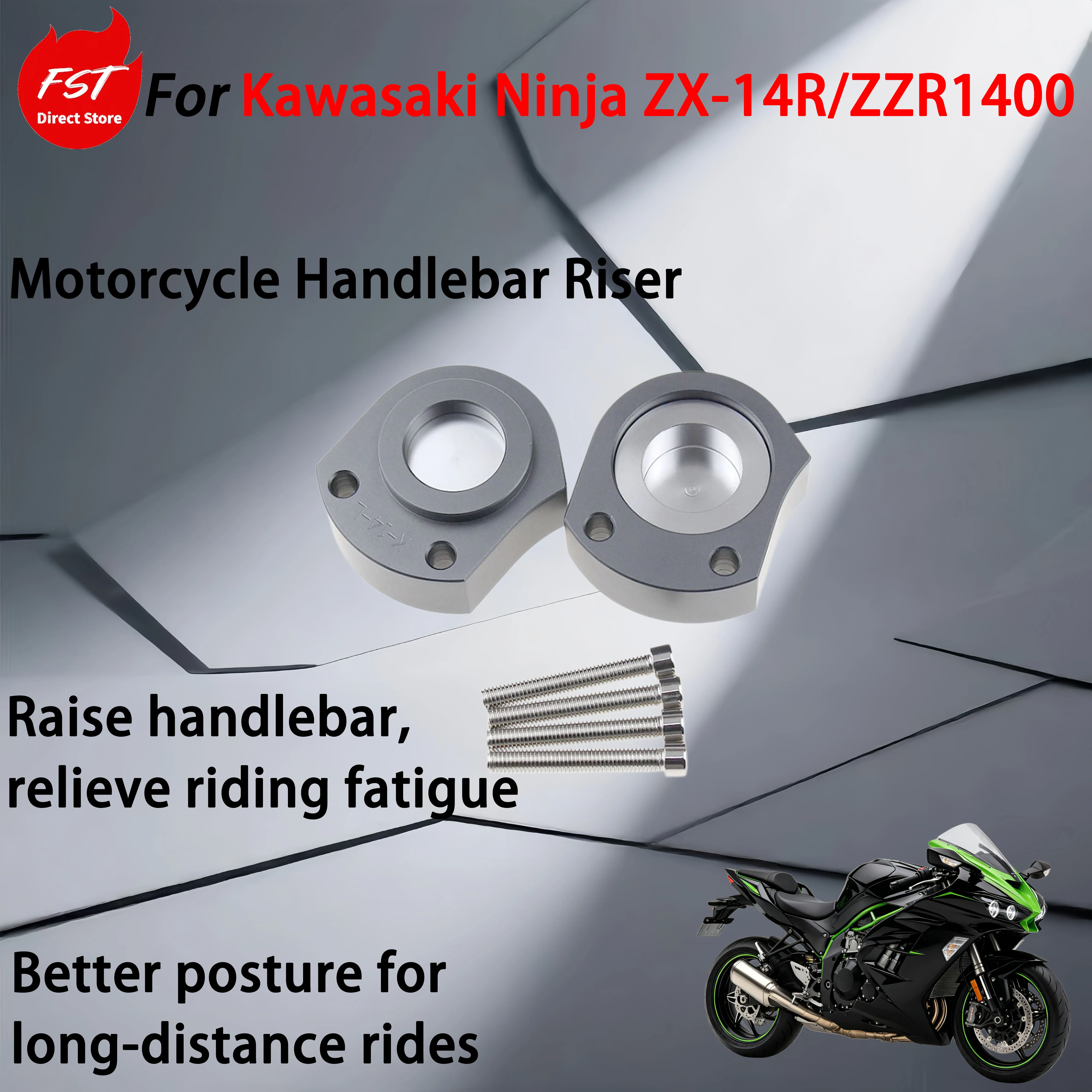 For Kawasaki Ninja ZX-14R/ZZR1400, adjustable handlebar heightening device for adding height to the front fork of the handlebar