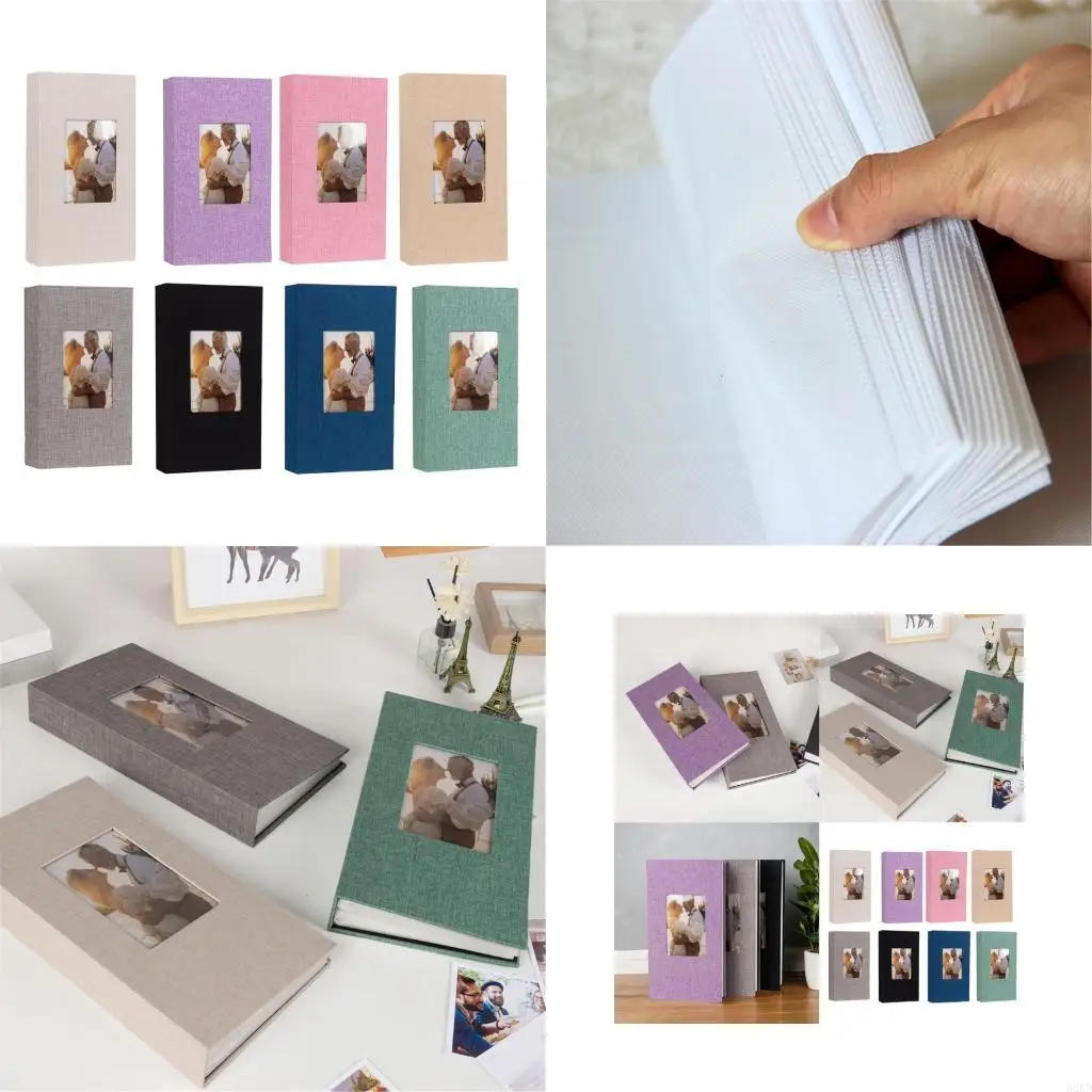 62KD Photo Album 4x6 Linen Cover Mini Photobook Slip in Picture Book Hold 300 Photo