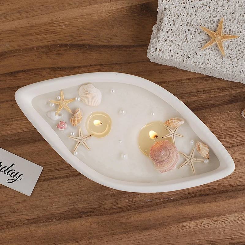 Early Riser Boat Shape Round Candle Filling Silicone Mould Handmade Candle Holder Storage Box Home Decoration Plaster Moulds