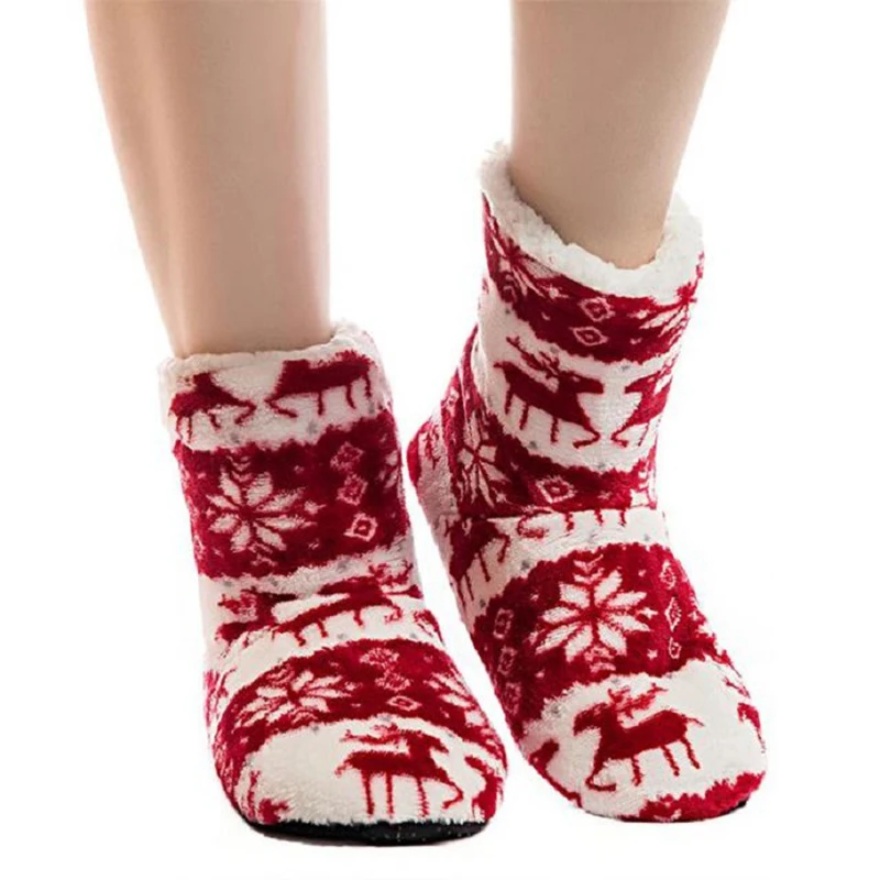 Ga Home Slippers Christmas Indoor Socks Shoes Winter Shoes Woman Fur Sides Female Contton Slipper Plush Insole Pantoffels Dames
