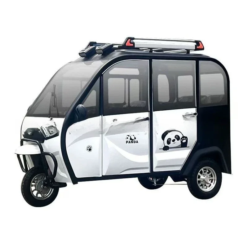 DurableNew five-door four-seat fully enclosed passenger electric vehicle with canopy to pick up and drop off students manned pas