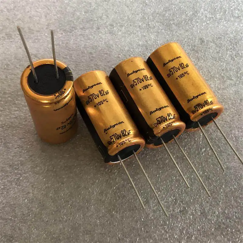 20pcs  High Voltage Filter Capacitor 82UF 570V for Tube Amp, RUBYCON Japan 105℃ Gold Series