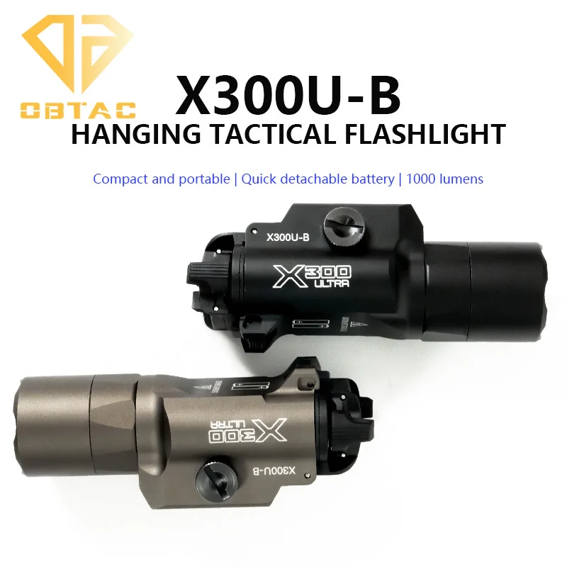 SOTAC 전술 X300U-B 스카우트 라이트 – 에어소프트 무기용 핸딩 라이트, 스트로브 LED 기능, 금속 재질, 20mm 레일 호환