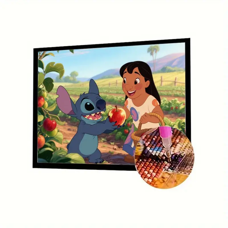 

1 шт., набор для алмазной живописи Disney Lilo & Stitch 5D — полная дрель, вышивка стразами, художественное ремесло, милый мультяшный стежок, дающий яблоко