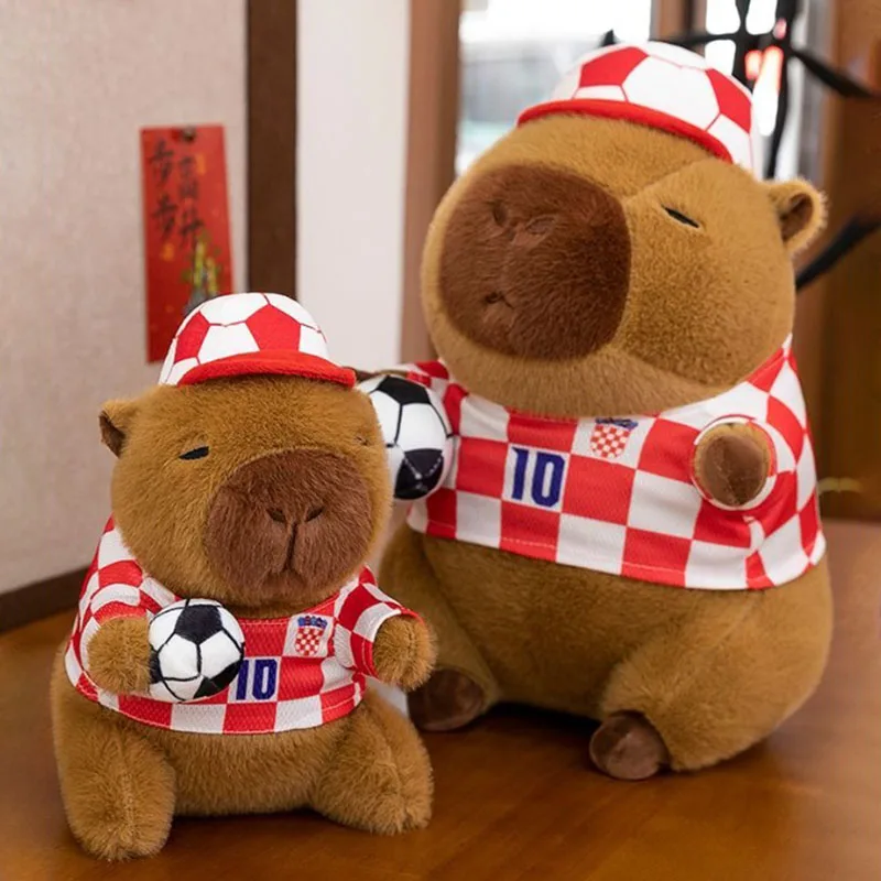 

Football Theme Capybara Plush Toy Soccer Stuffed Animal Cute Soft Doll Sports Fan Gift Kawaii Huggable Soft Touch Adorable Cozy