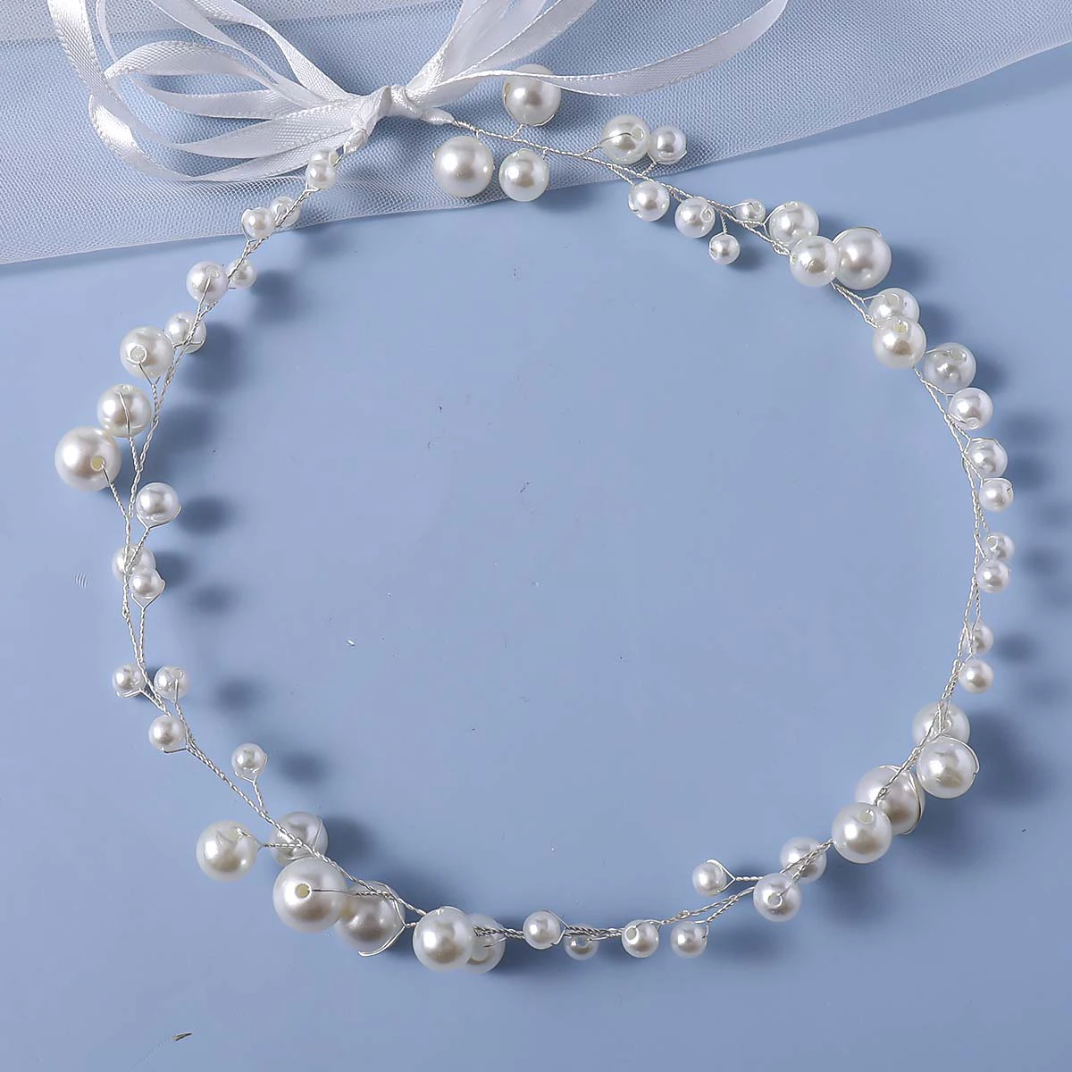 Hot Selling Adjustable Pearls Party Wedding Wreath Bridal Headband Garland Hairband For Girls