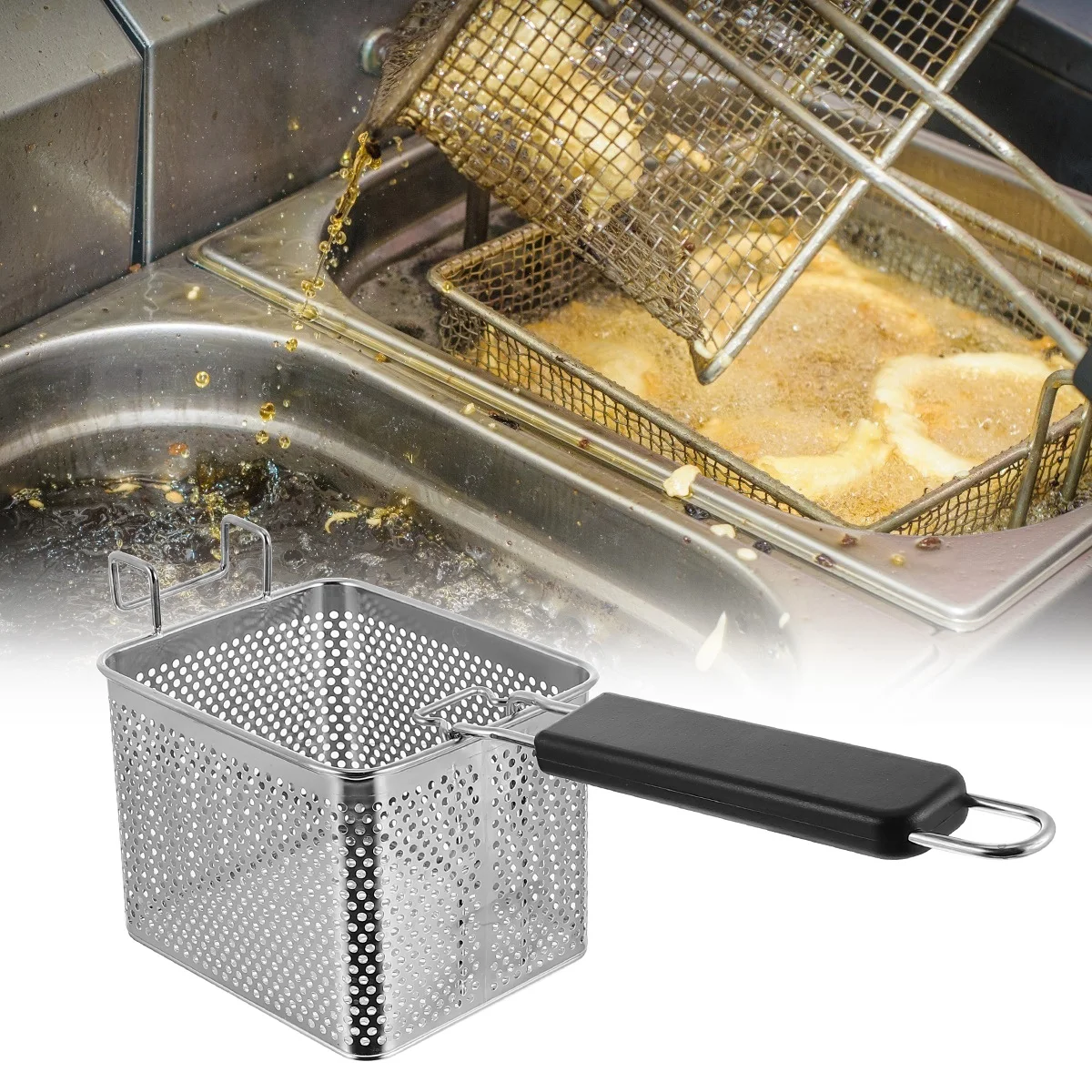 

Stainless Steel Frying Basket Kitchen Tool Food Strainer Fryer Baskets Cooking Tools Ideal Cafe Restaurant Home Use Safe