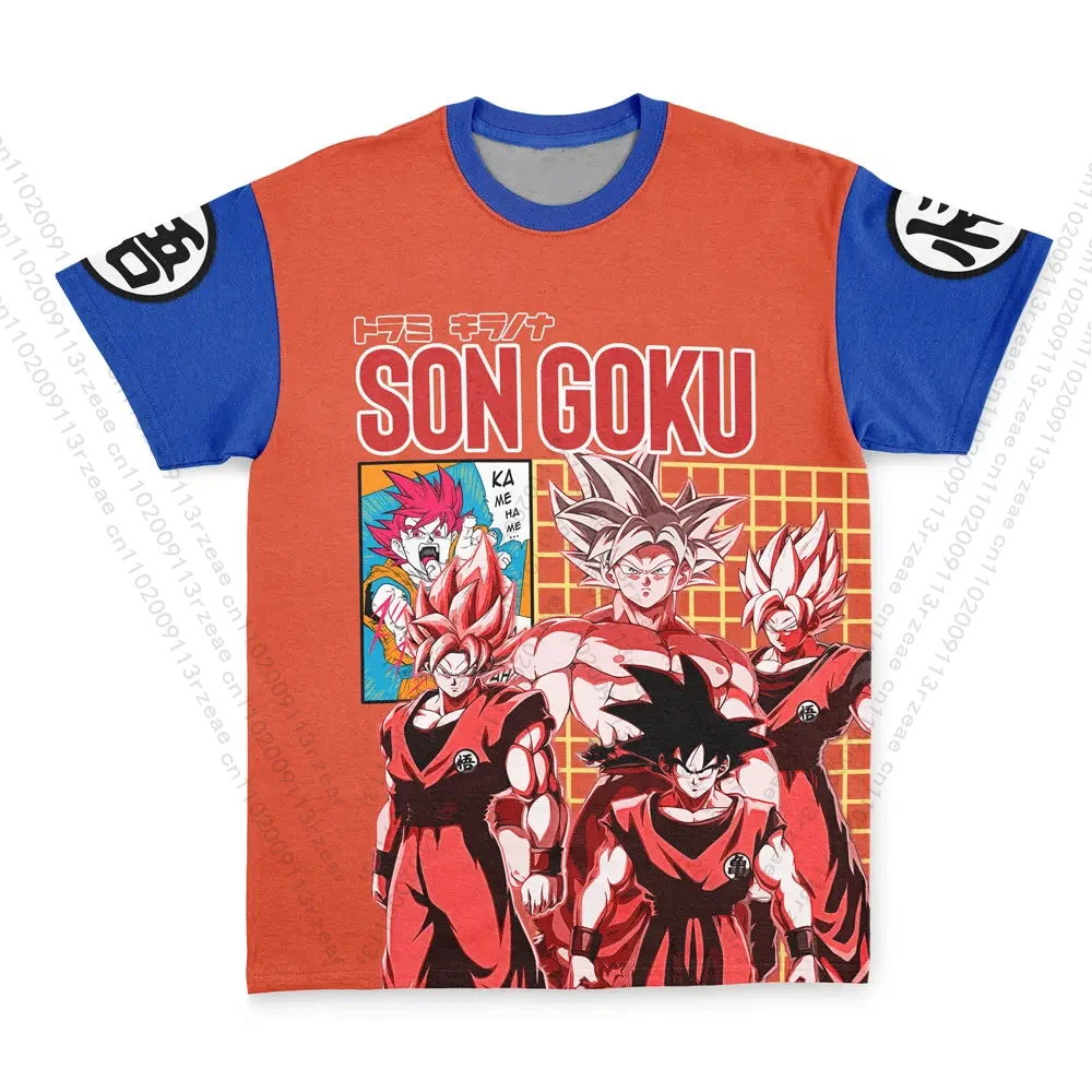 

Японское аниме Dragon Ball Z Son Goku, мужские футболки большого размера с принтом Y2K для косплея, хип-хоп, кавайная дышащая модная уличная футболка для мальчиков
