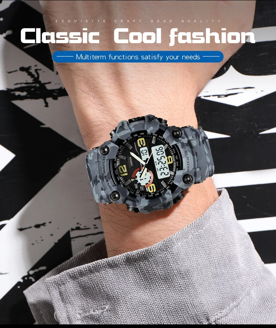 Outdoor Sport Digital Watches for Men Silicone Strap Waterproof Tactical Electronic Men\'s Watch Quartz Clock relogio masculino