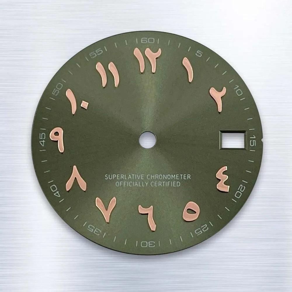 28.5mm S 로고 다이얼 태양 패턴 아랍어 실버 네일 NH35 NH36 무브먼트 시계 수정 수리 액세서리에 적합