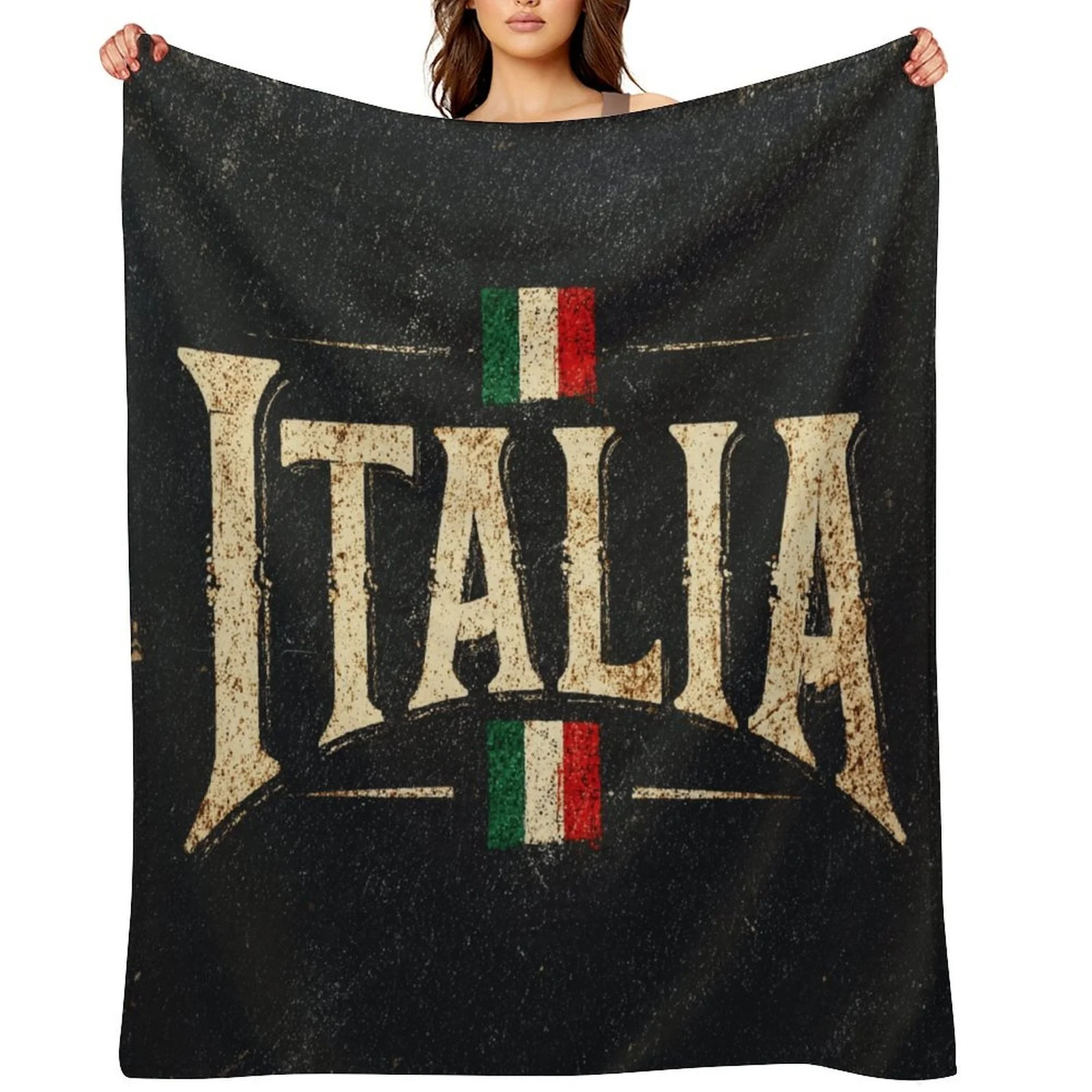 Italian Flag Design Flannel Blanket, Stylish High-Quality Bed Blanket, Soft, Comfortable, and Warm Decorative Throw. Suitable fo