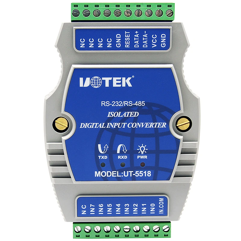 

UOTEK IO RS232 RS485 Адаптер Цифровой 8-канальный оптически изолированный модуль ввода-вывода с мокрым контактом Контроллер UT-5518