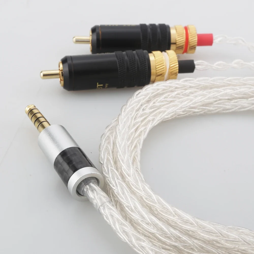 8 Kerne 100 % reines Silber Audio-Upgrade-Kabel als Ersatz für digitalen Audio-Player NW-WM1A, NW-WM1Z auf 2RCA-Stecker