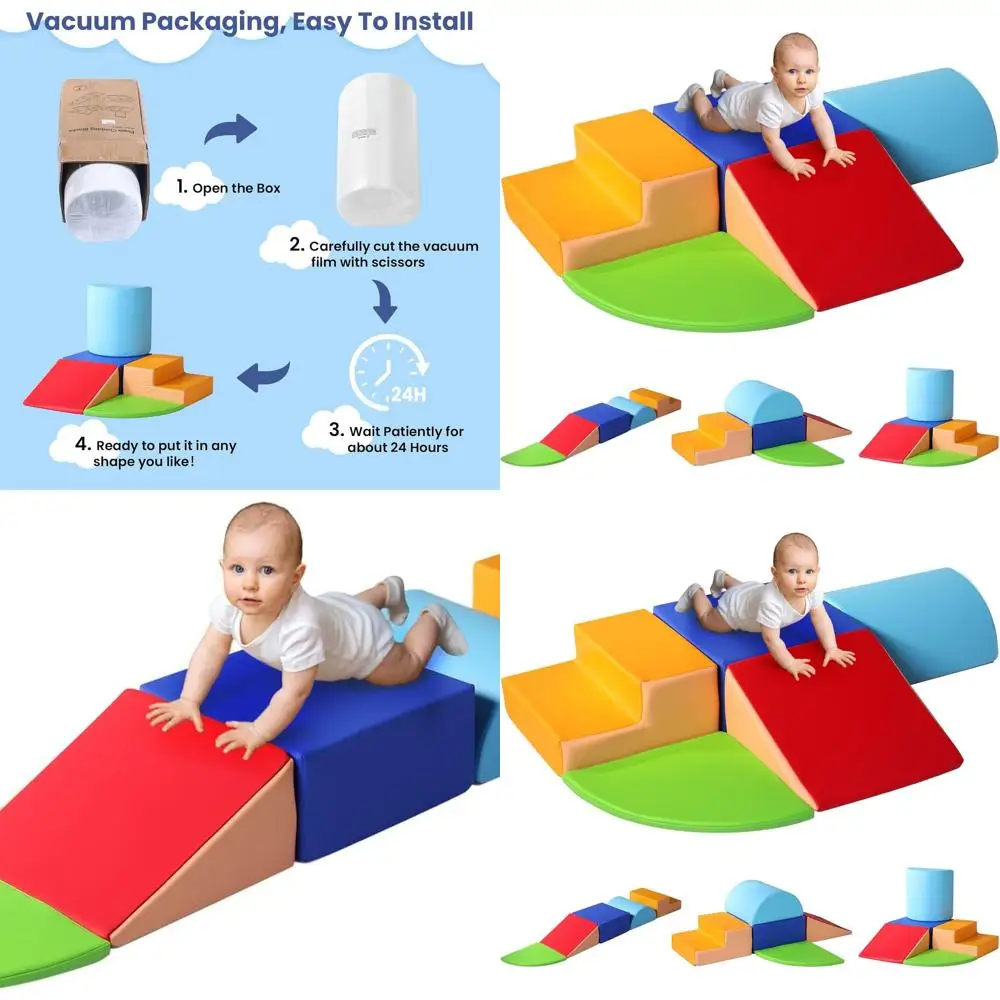 Nadmuchiwane bloki piankowe do wspinaczki dla niemowląt, siłownia wewnętrzna z ekoskóry, wodoodporny zestaw do zabawy dla maluchów, wiek 1-3 lata