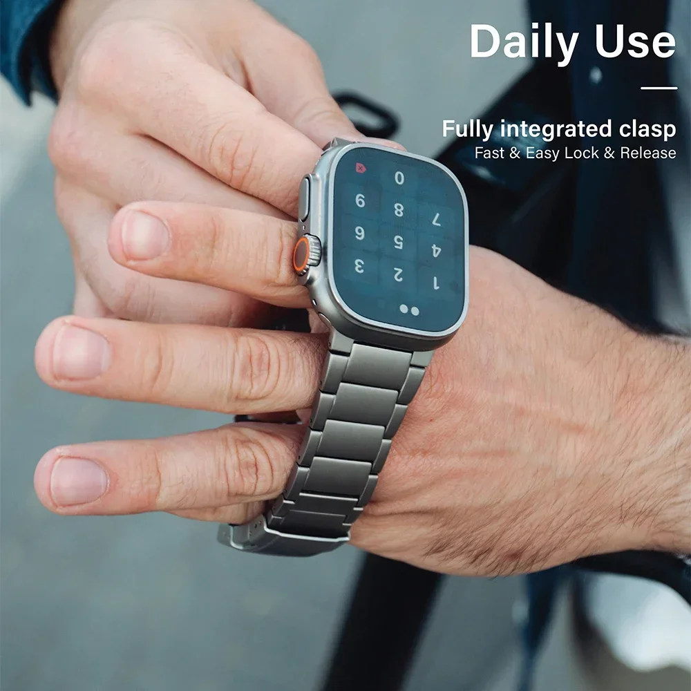 Titanium Band T01 Compatible for Apple Watch Ultra Band 42mm 44mm 45mm 49mm Business Strap for IWatch Series 9 8 7 6 5 4 Se 3 2