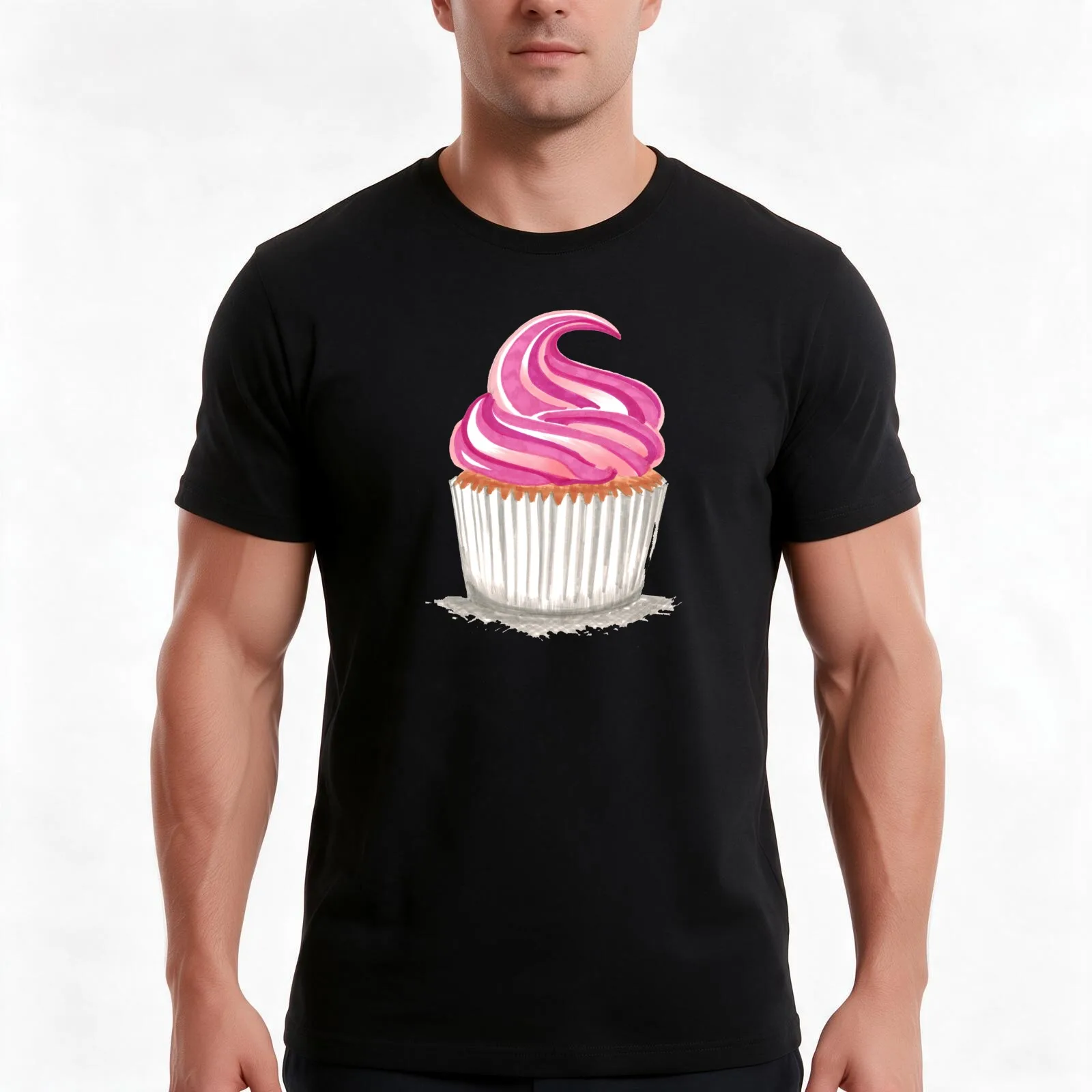 Pink Cupcake T-Shirt Summer Casual Cotton Tee Oversized Streetwear Tops Vintage Graphic Print Loose Fit Short Sleeve