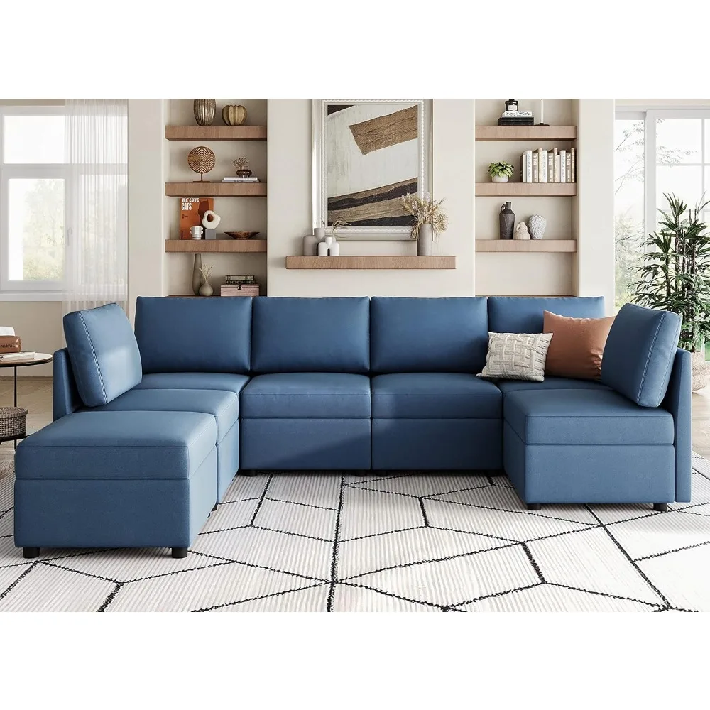 Modular Combination Sofa, U-shaped Super Sofa with Storage Space, Memory Foam, Modular Combination Sofa with Footstool Furniture