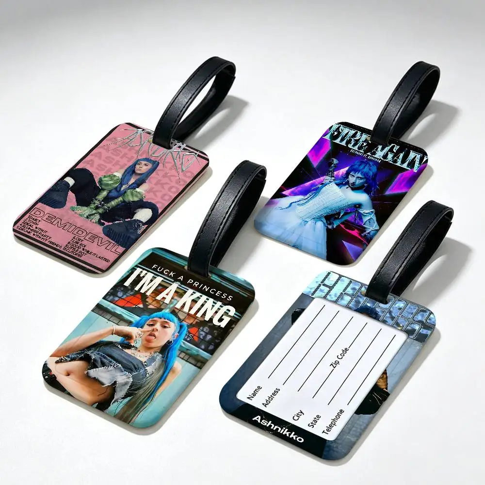 Blue double ponytail Singer A-Ashnikko Durable PVC Anti lost Baggage Tag With Info Card Lightweight Luggage Identification Label