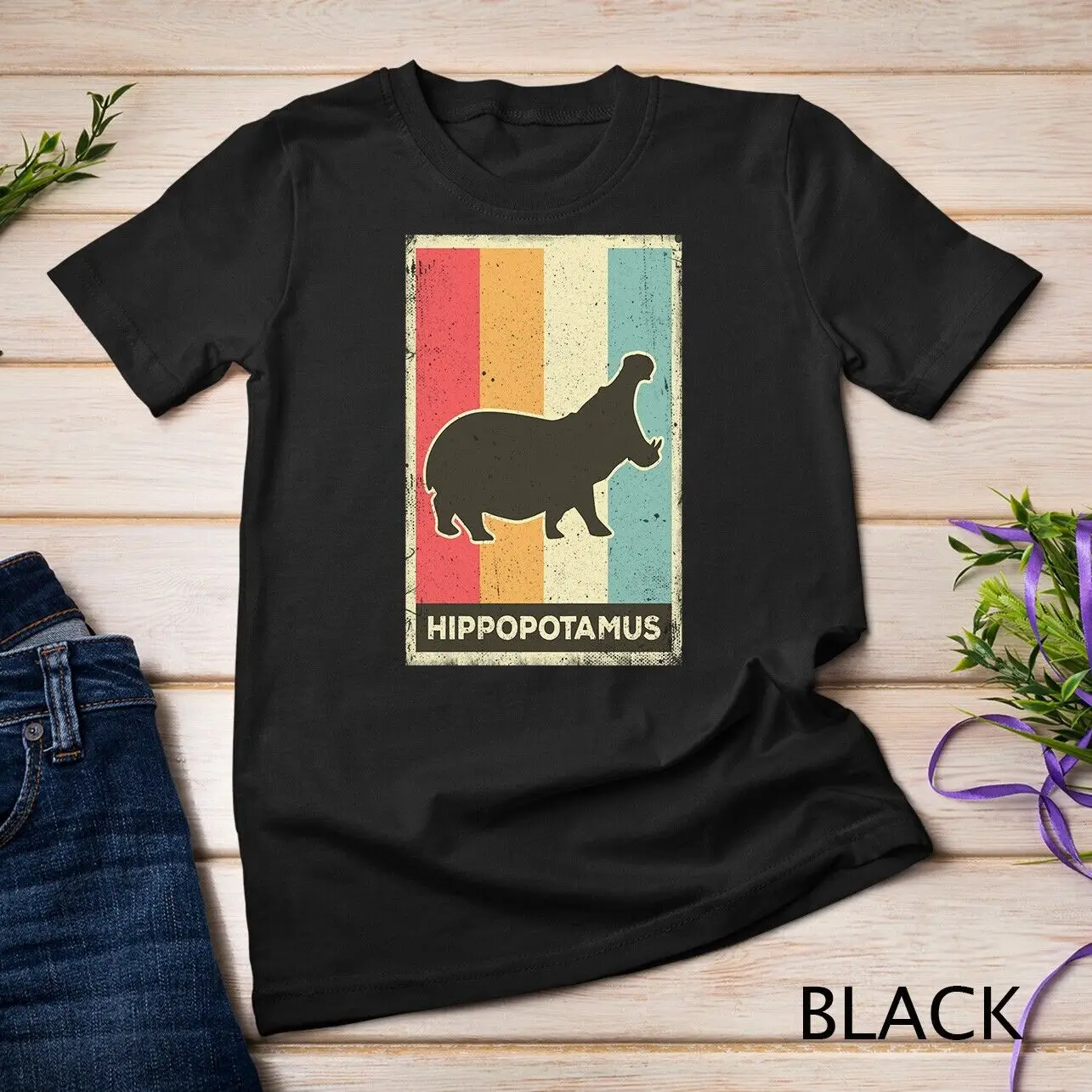 Hippopotamus Lover Vintage Retro Poster Animal Unisex T-shirt