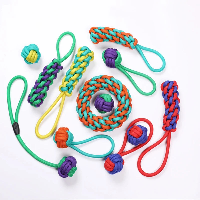 Pet cotton knot toy set, bite resistant and wear-resistant cotton rope ball dog toy, multi-color cotton ball dog toy